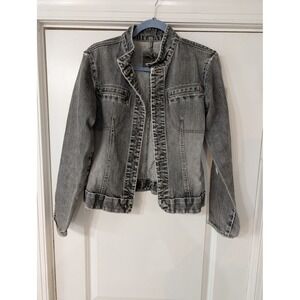 VINTAGE Marithe Francois Girbaud Gray Denim Jacket Distressed Womens‎ small*